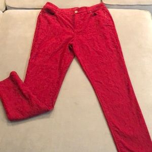 Chico’s red jacquard jegging
